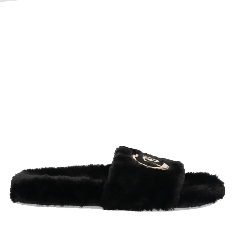 Ciabatte Donna LIU JO in Tessuto Eco Fur Nero