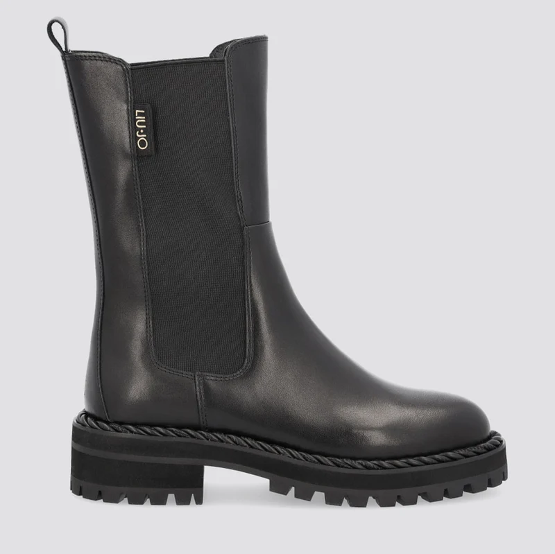 Scarpe Donna LIU JO Stivali Combat in Pelle Nera