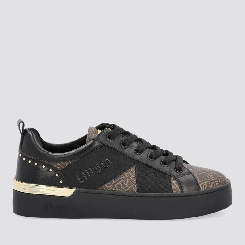 Scarpe Donna LIU JO Sneakers Marroni con Logo Monogram e Inserti Elastici Neri