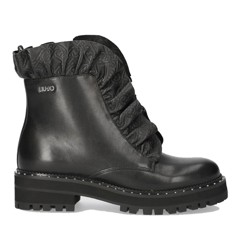 Scarpe Donna LIU JO Stivaletti in Pelle con Volants colore Nero