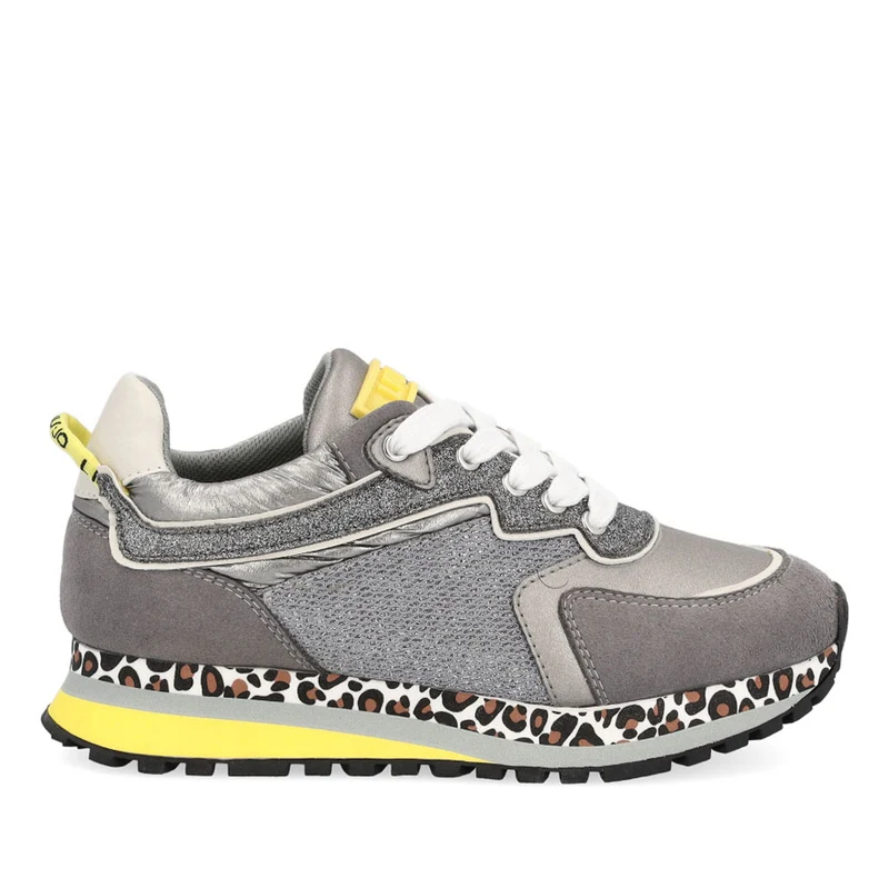 Scarpe Junior LIU JO linea Wonder 140 Sneakers in Tessuto Mesh e Suede Grigio