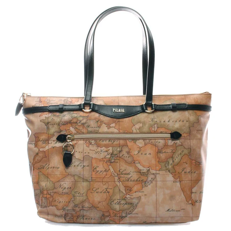 Borsa Donna Shopping a Spalla 1A Classe Alviero Martini Linea Soft Sound Geo Classic e Nero GQ59