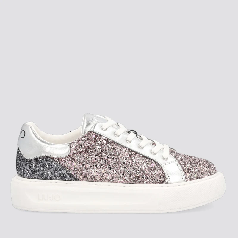 Scarpe Donna LIU JO Sneakers Bianche con Glitter Rosa