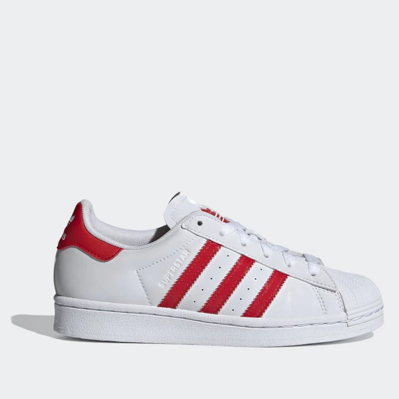 Scarpe Donna ADIDAS Sneakers linea Superstar J colore Bianco e Rosso