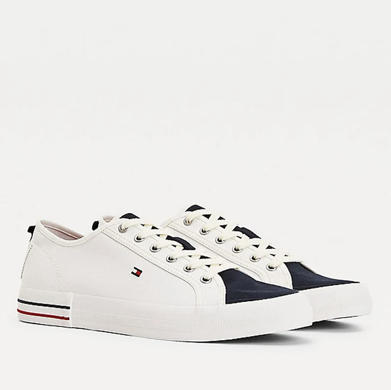 Scarpe Uomo TOMMY HILFIGER Sneakers linea Liability in Cotone Bianco e Blu