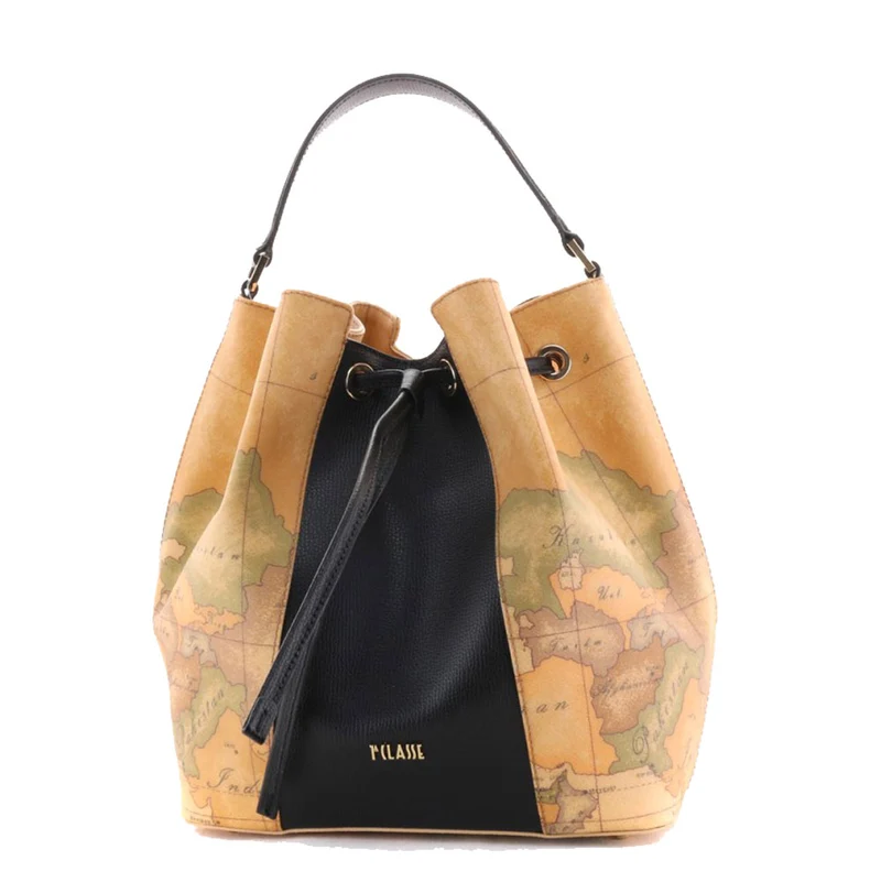 Borsa Donna Secchiello a Mano 1A Classe Alviero Martini linea Lotus Flower Geo Classic e Nero GQ31