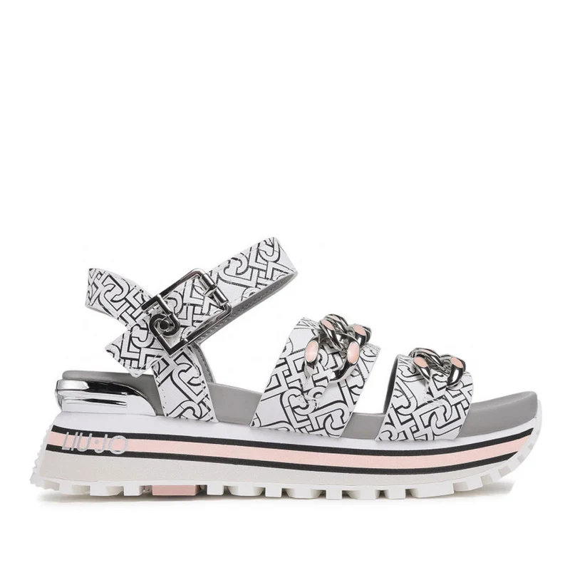 Scarpe Donna LIU JO Sandali Platform con Logo e Catene colore Bianco