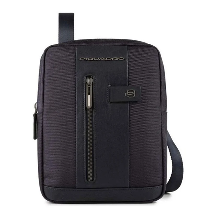 Borsello Organizzato Piquadro in Tessuto e Pelle di Colore Blu Porta iPad - CA1816BR2 Linea Brief