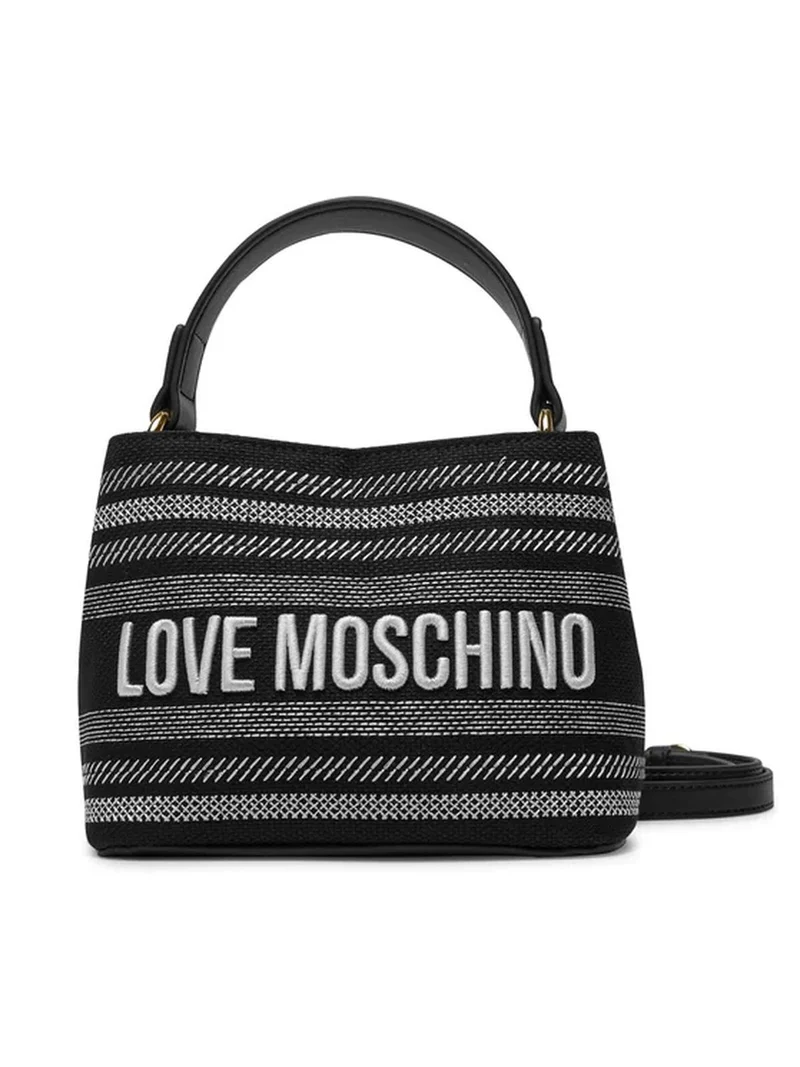 LOVE MOSCHINO BORSA CANVAS NERO+PU NERO