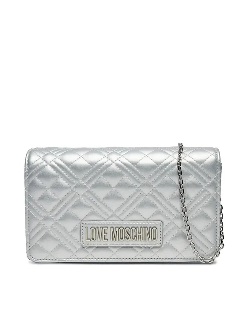 LOVE MOSCHINO BORSA QUILTED PU METALLIC SILVER