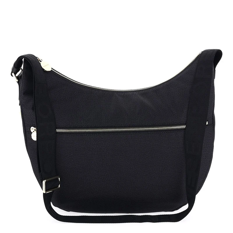 Borsa a Tracolla BORBONESE Luna Bag Medium linea Jet Op in Tessuto Black