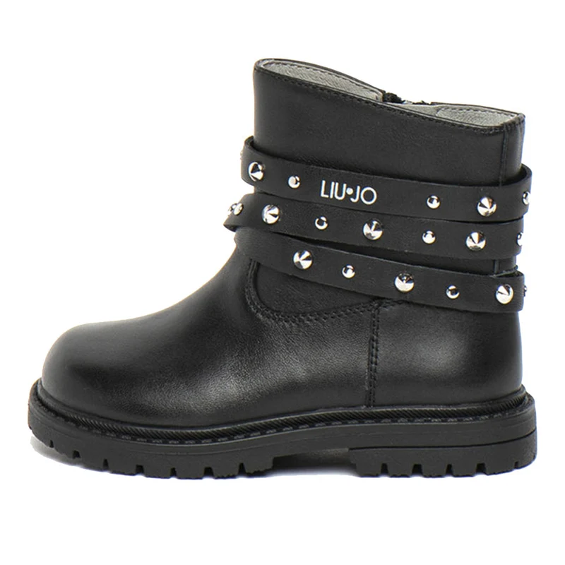 Scarpe Bambina LIU JO linea Debbie 24 Stivaletti Neri con Borchie