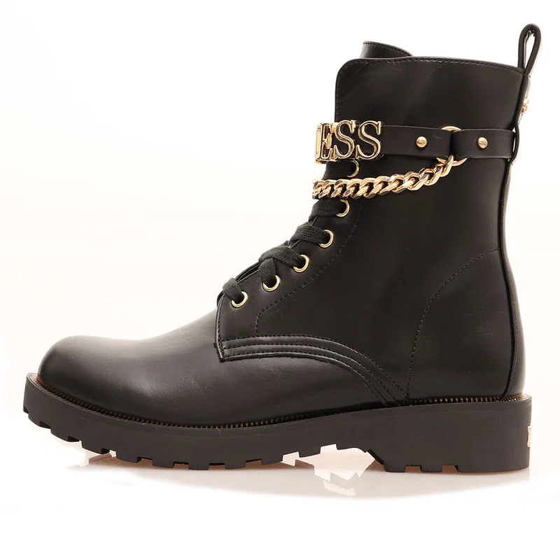 Scarpe Donna GUESS a Stivaletto con Fascia Logata Oro Colore Nero
