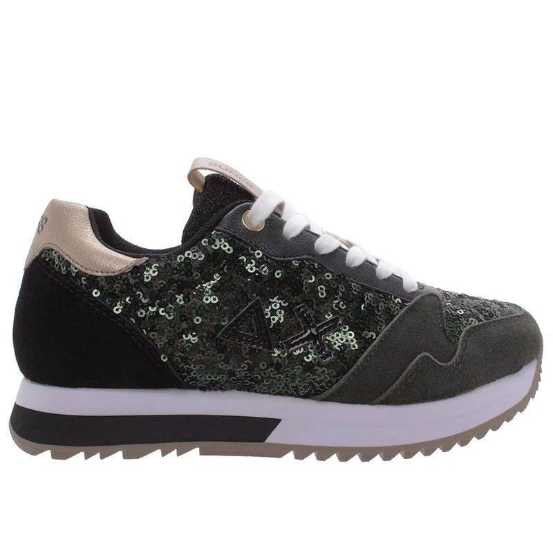 Scarpe Donna Sun68 Sneakers Kelly Solid Paillettes Militare Scuro