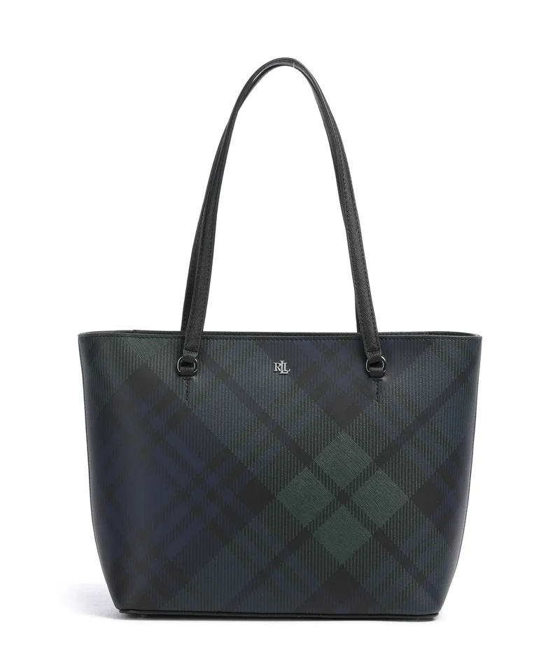 Lauren Ralph Lauren Karly Medium Borsa shopper black watch tartan