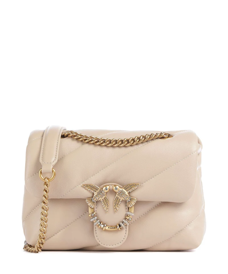 Pinko Love Puff Mini New Buckle Borsa a spalla beige/grigio fumo/antique gold