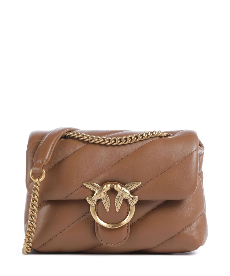 Pinko Love Puff Mini Borsa a spalla marrone cognac/antique gold
