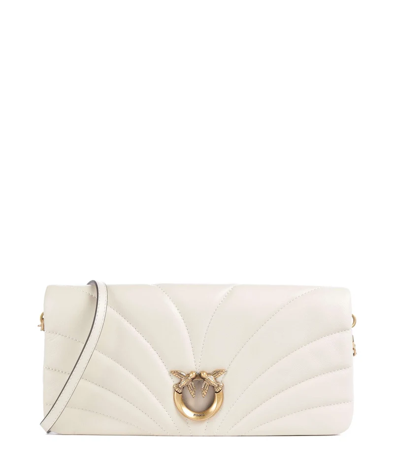 Pinko Click Horizontal Classic Borsa a tracolla bianco seta/antique gold