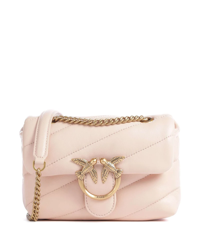 Pinko Love Puff Baby Borsa a spalla rosa cammeo/antique gold