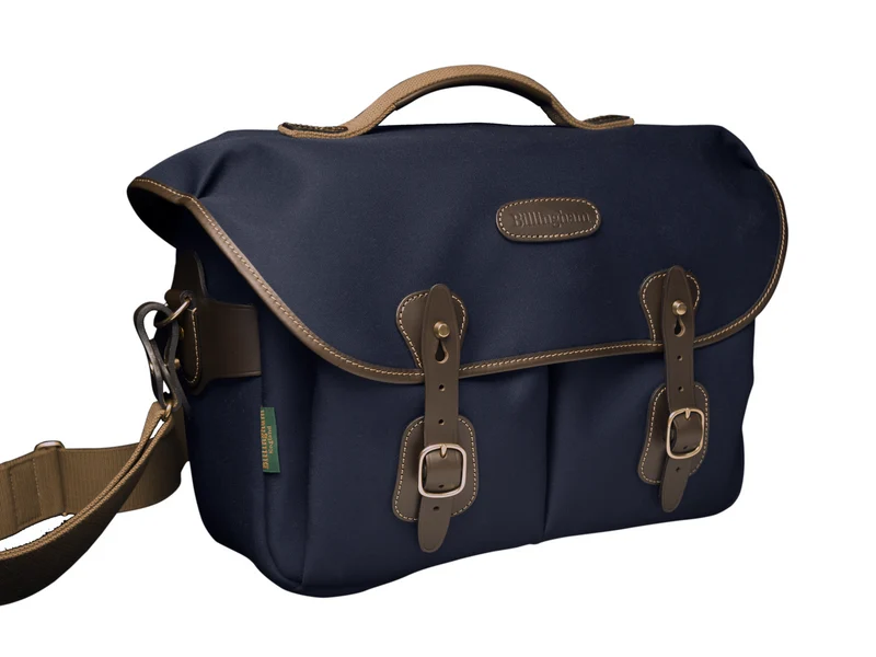 Billingham Borsa Hadley One Tela Blu Navy/Bordi Cuoio cioccolato