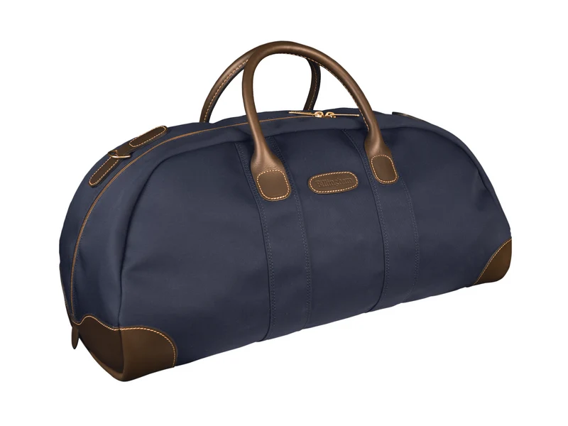 Billinghma Borsa Weekender Canvas Blu Navy/Bordi Cuoio Cioccolato
