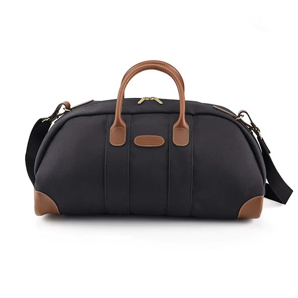 Billingham Borsa Weekender FibreNyte Nero/Bordi Cuoio marrone chiaro
