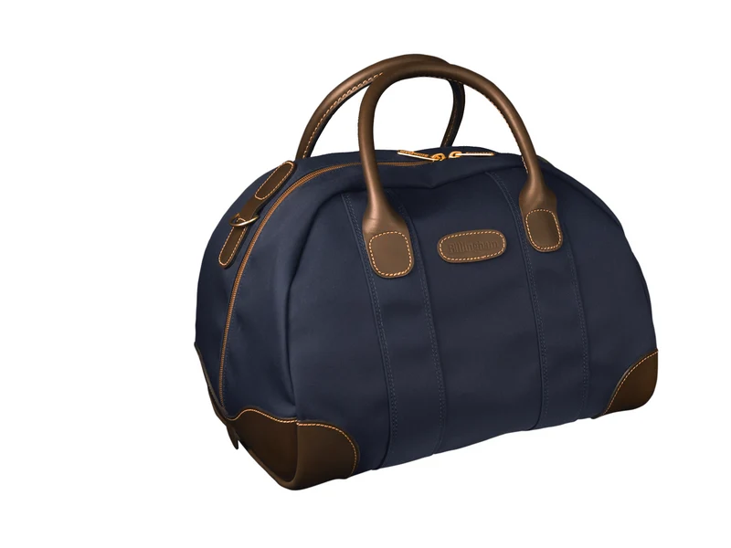 Billingham Borsa Overnighter FibreNyte Blu Navy/Bordi Cuoio cioccolato