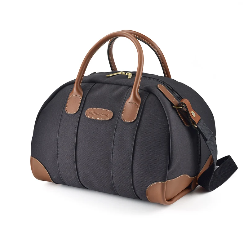 Billingham Borsa Overnighter FibreNyte Nero/Bordi Cuoio marrone chiaro