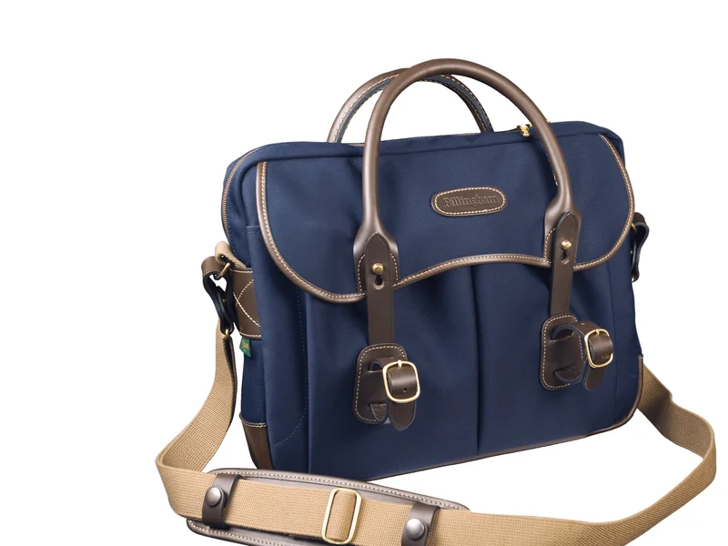 Billingham Borsa Thomas Brief case Canvas Blu Navy/Bordi Cuoio cioccolato