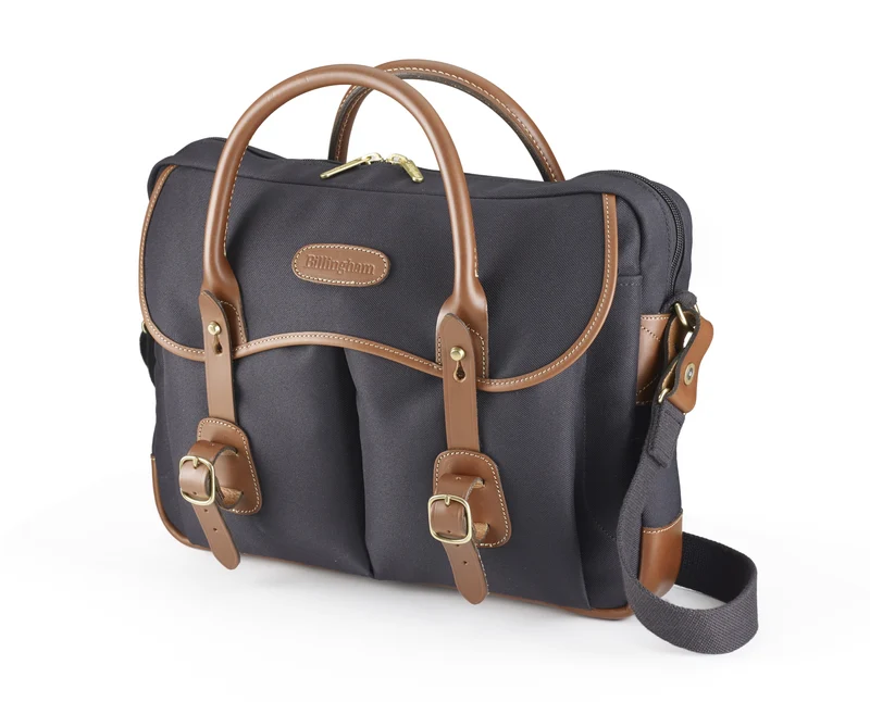 Billingham Borsa Thomas Brief case FibreNyte Nero/Bordi Cuoio marrone chiaro