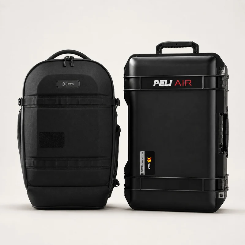 Peli Travel Bundle – Aegis PX25 Backpack + Air 1535 Carry-On Case (No Foam, Black)