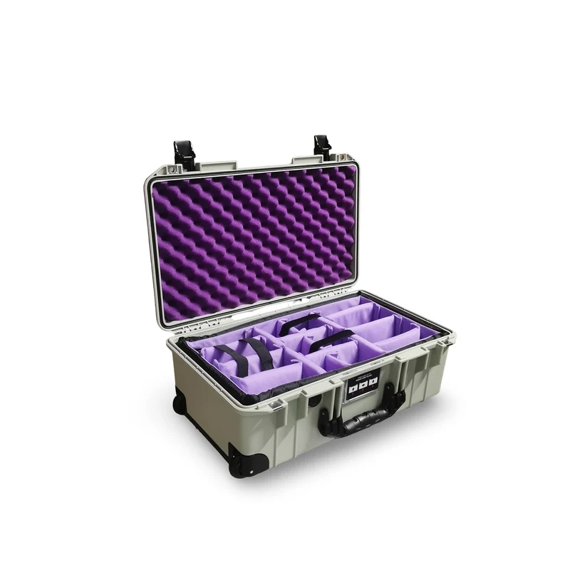 Peli Air 1535 Sage Grey Bundle – Case + Purple Divider + Purple Lid Foam