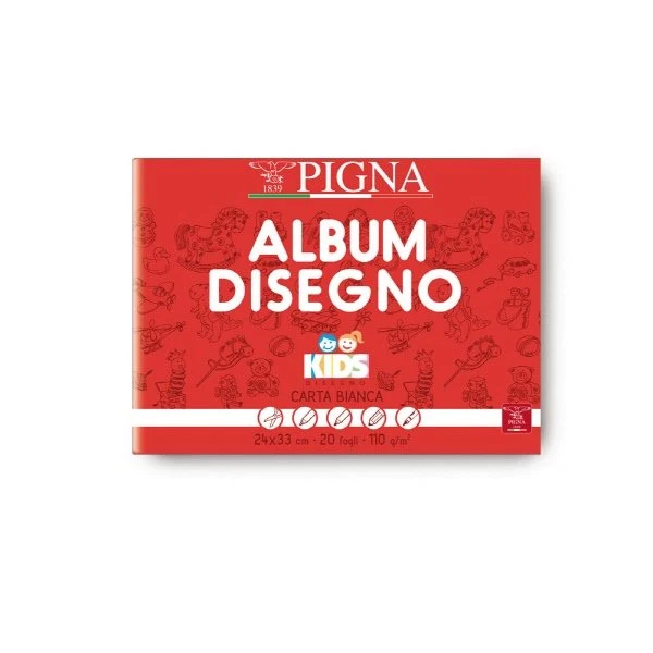 Album Disegno Kids - Rilegatura Punto Metallico con microperforazione - GE - 110g - 24x33cm