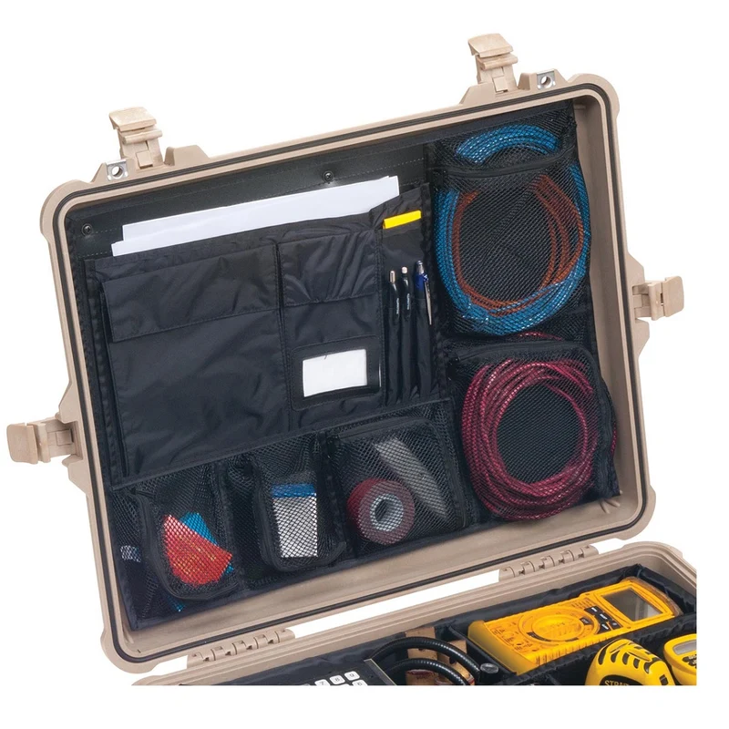 Lid Organizer for Peli 1600 1610 1620 with Mesh and Pockets
