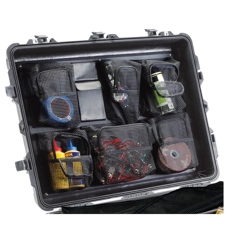 Lid Organizer for Peli 1630 with Mesh and Zipper Pockets