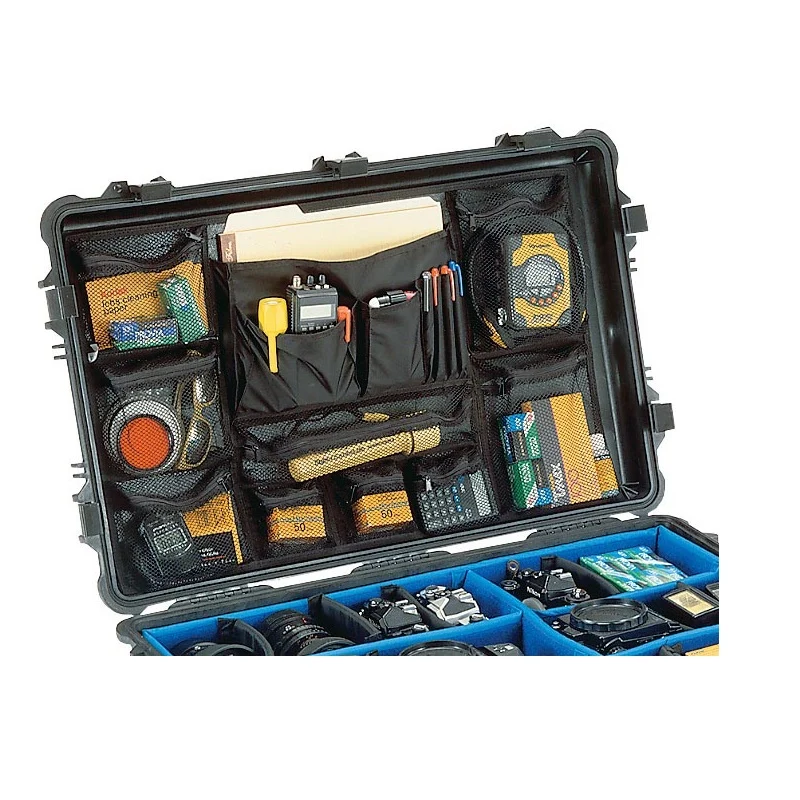 Lid Organizer for Peli 1650 with Mesh and Zipper Pockets