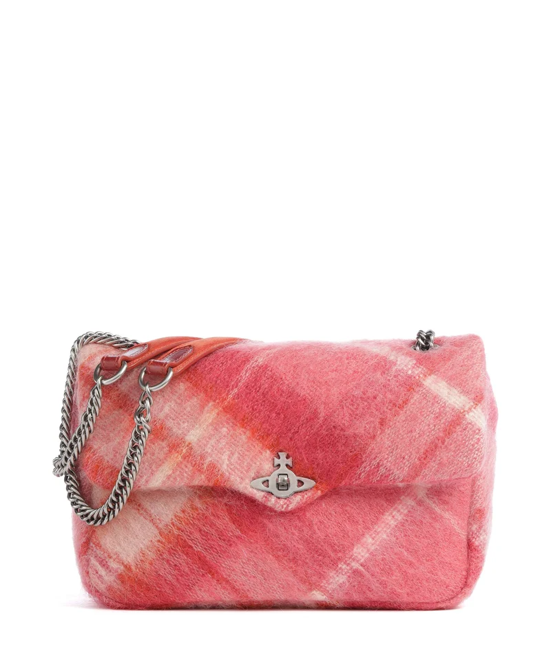 Vivienne Westwood Anita Tartan Mohair M Borsa a spalla fraser pink