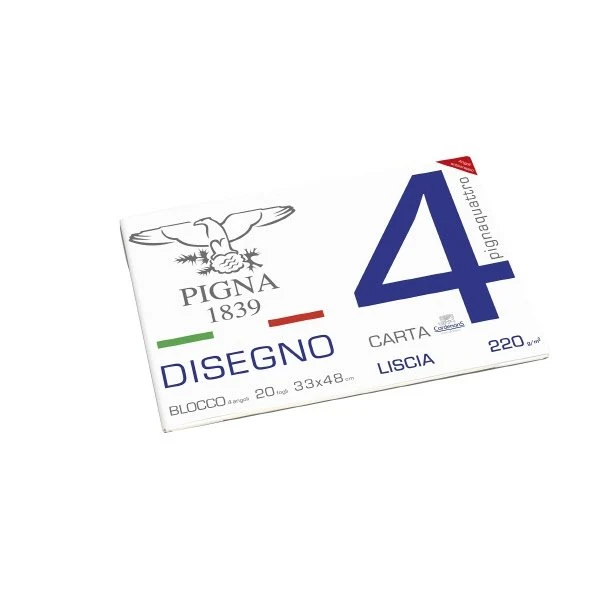 Blocco da Disegno con 4 angoli PignaQuattro - carta liscia - 33x48cm