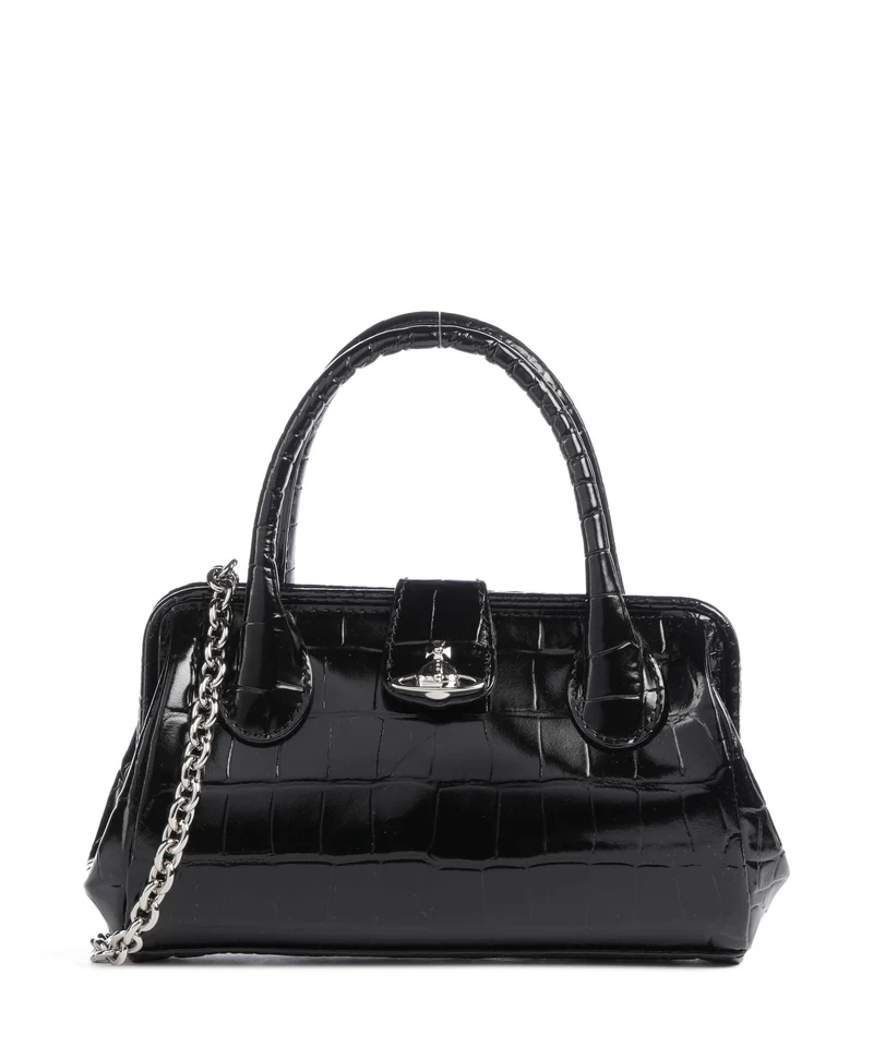 Vivienne Westwood Pamela Embossed Croc Small Borsa a tracolla black