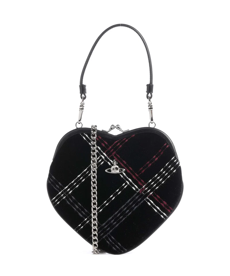 Vivienne Westwood Belle Heart Frame Velvet Check Borsa a mano black/multicolor