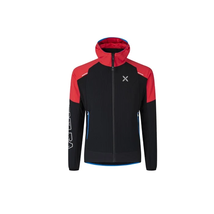 Wind Revolution Hoody Jkt Secondo Strato Montagna Nero Power Red