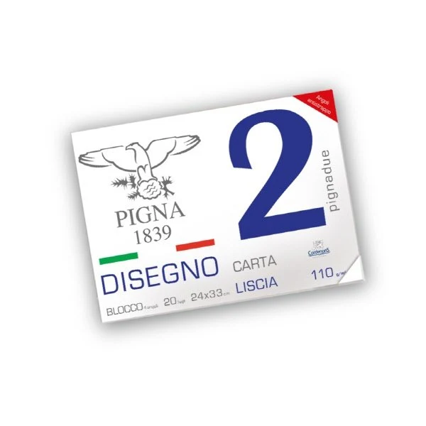 Blocco da Disegno PignaDue con 4 angoli - carta liscia