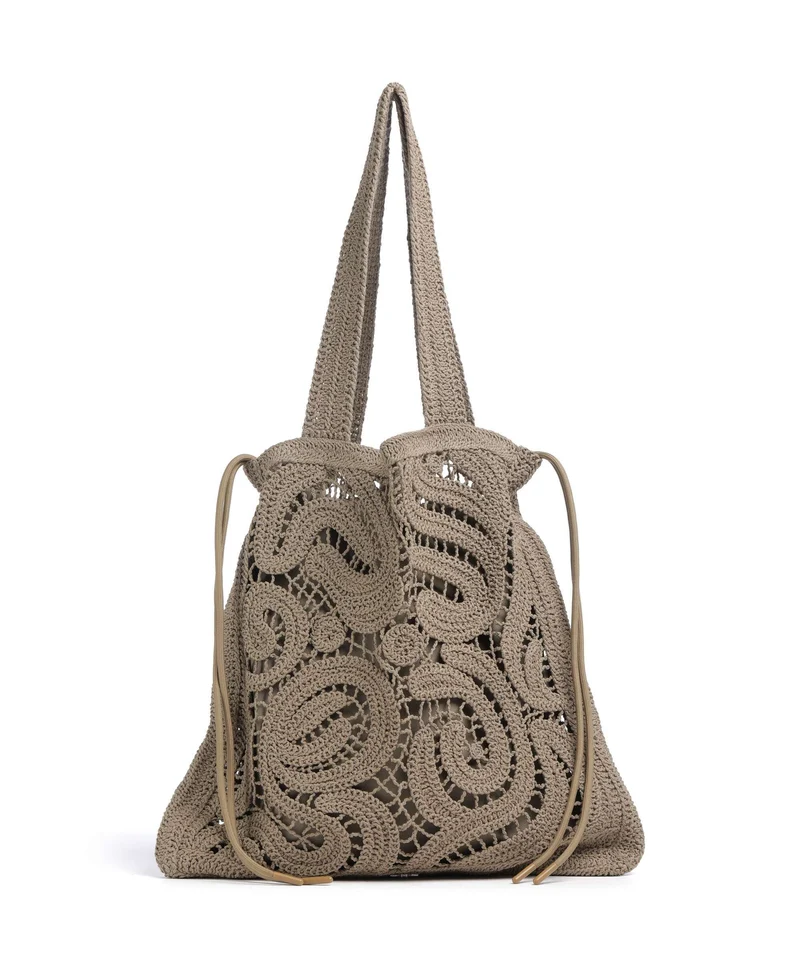 Pinko Crochet Geometrico Borsa hobo verde canguro