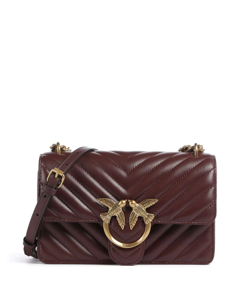 Pinko Love One Mini Borsa a spalla burgundy wine/antique gold