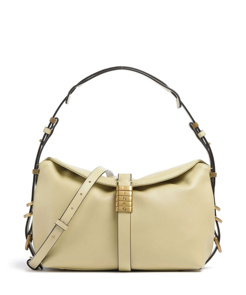 Pinko Saddle Horizontal Mini Borsa a spalla giallo vaniglia/antique gold