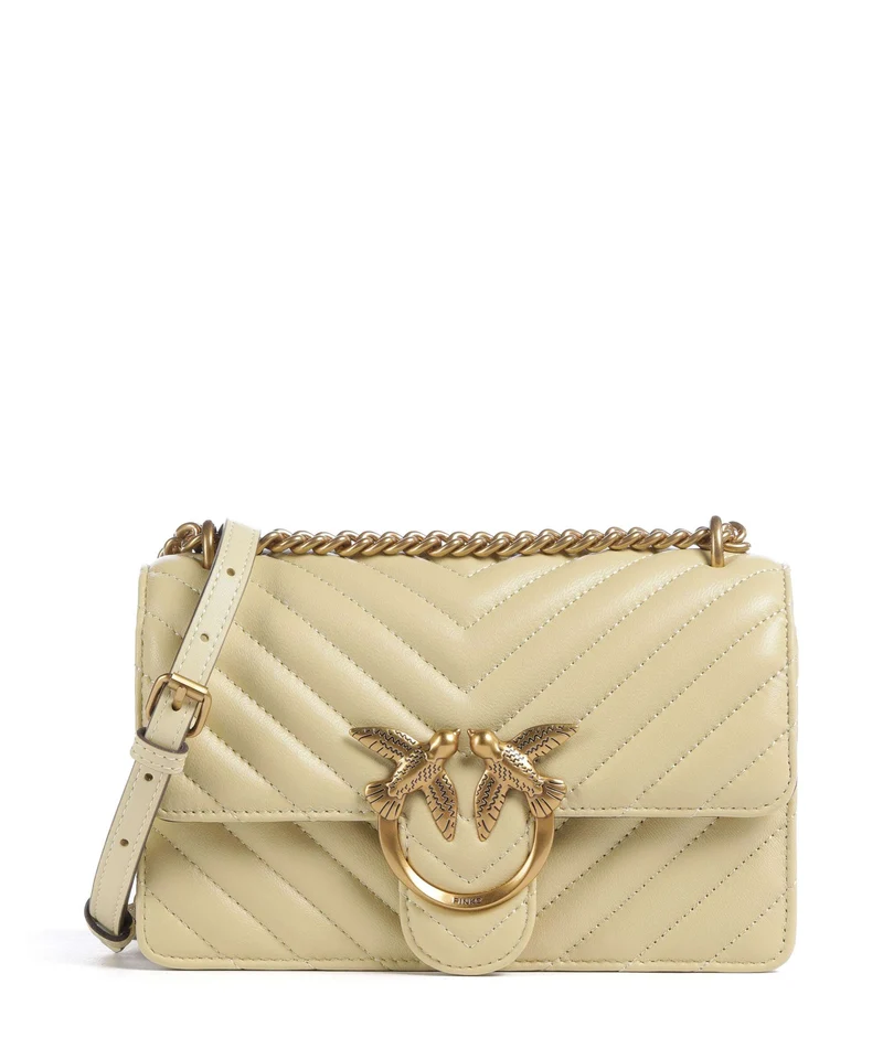Pinko Love One Mini Borsa a spalla giallo vaniglia/antique gold