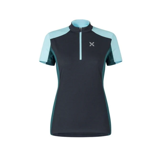 Mountain Zip T-Shirt Woman Antracite Care Blue