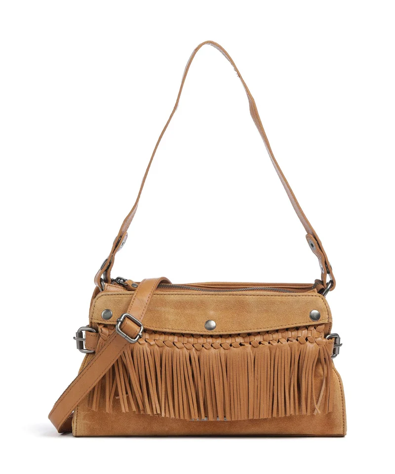 Spikes & Sparrow Suede Mix Madelon Borsa a spalla tan