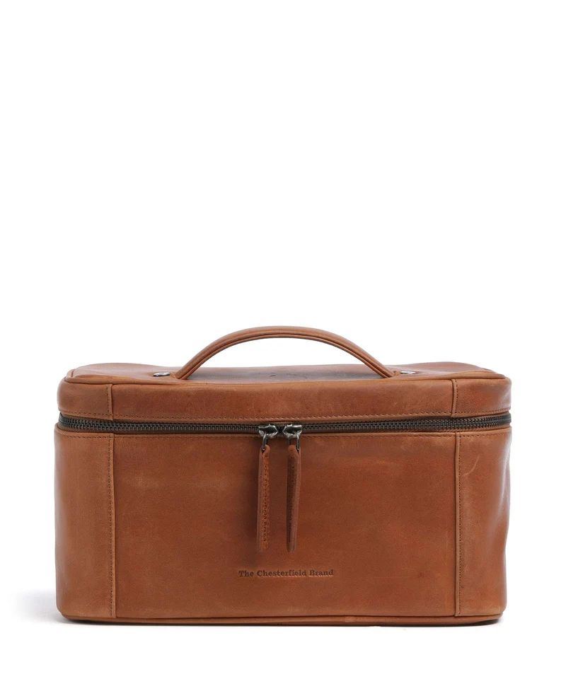 The Chesterfield Brand Wax Pull Up Cow Limone Borsa da toilette cognac