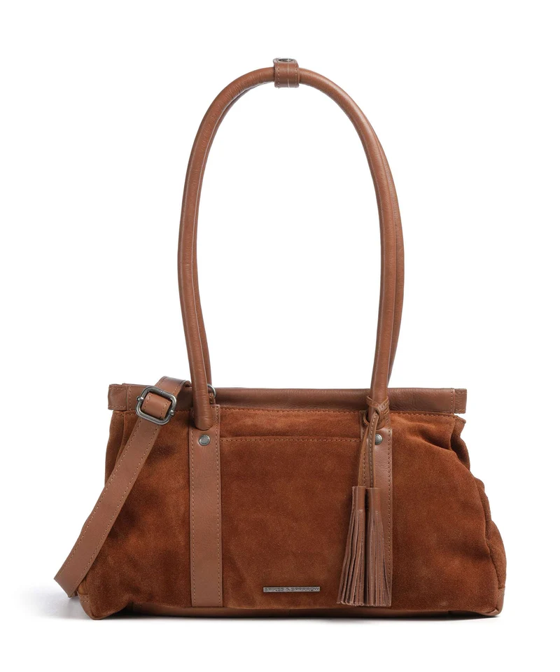 Spikes & Sparrow Suede Mix Milania Borsa a spalla mocca
